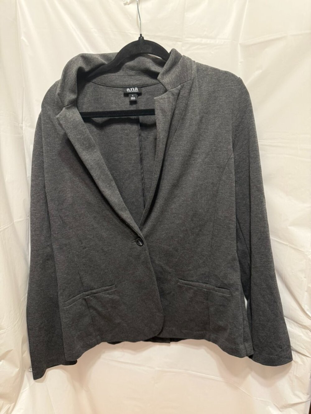 ana Dark Grey Knit Single Button Blazer Size L